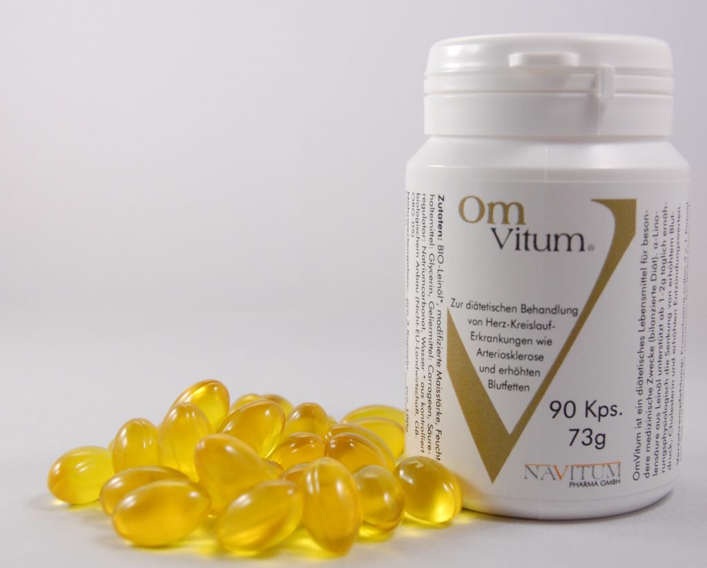 Omega-3-Fettsäuren können die Blutfette verbessern – Pflanzliches ALA in Kapseln von hohem Nutzen 1 OmVitum Dose ALA Blutfette Linolensaeure
