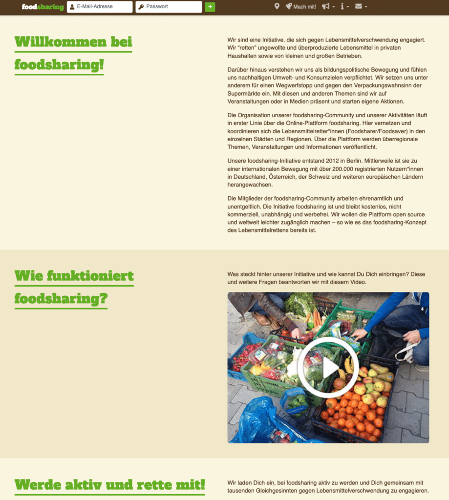 foodsharing de homepage webseite lebensmittelverschwendung www startseite