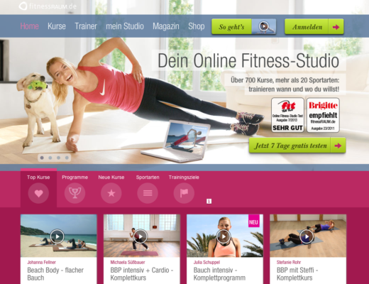 FitnessRaum Online Fitnessstudio Homepage