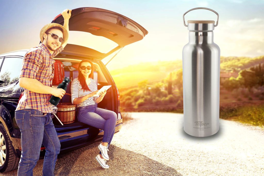 Kickstart 2018: Telper Trinkflaschen mit Bambuskappe gewinnen 3 telper outdoor edelstahl trinkflasche