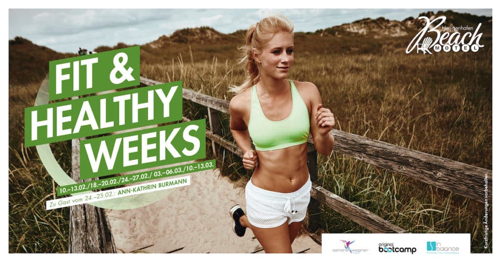 Beach Motel Heiligenhafen: Fit and Healthy Weeks mit Sandra Wagner und Original Bootcamp 18 fit healthy weeks ostsee beach motel heiligenhafen logo