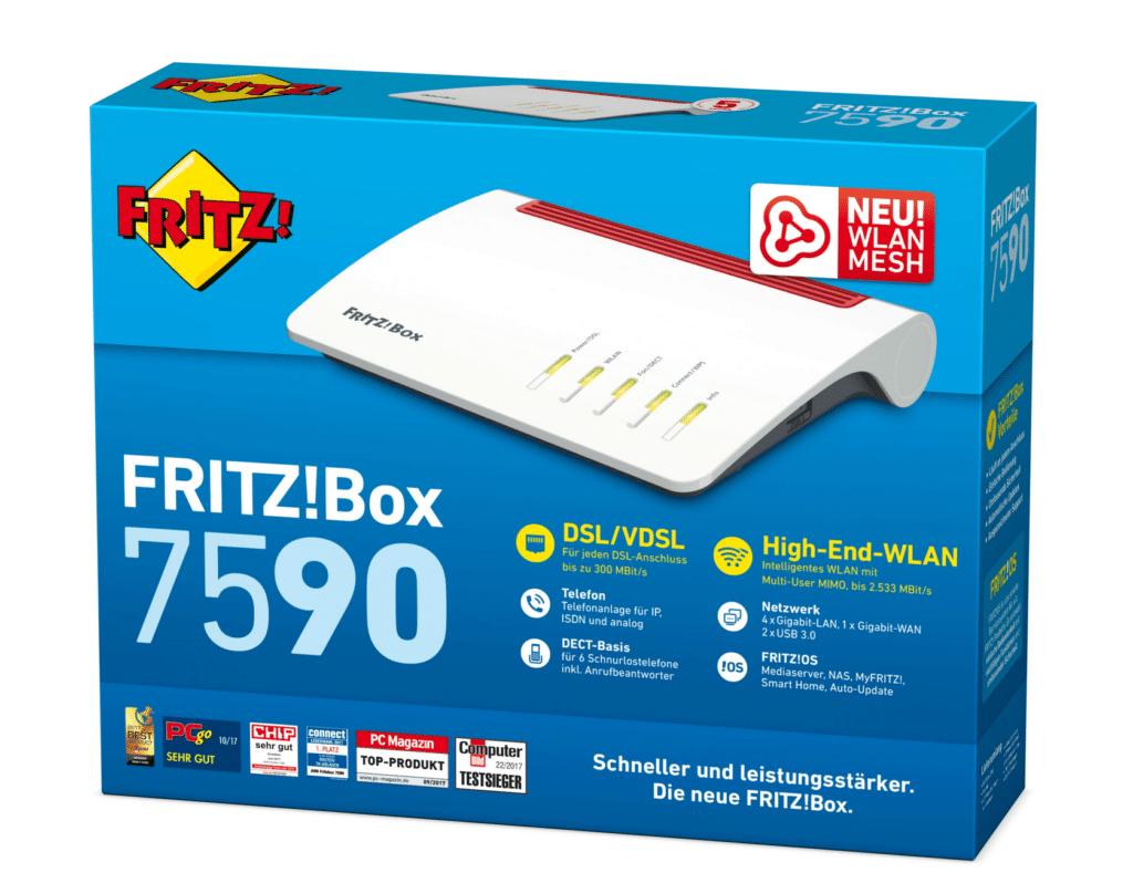 Fitness Training per Livestream. Tipps für das optimale Setup 5 router wlan FRITZ Box 7590 box verpackung