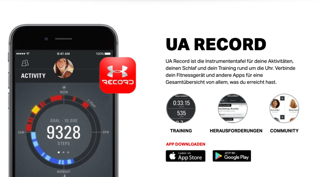 ua record app under armour