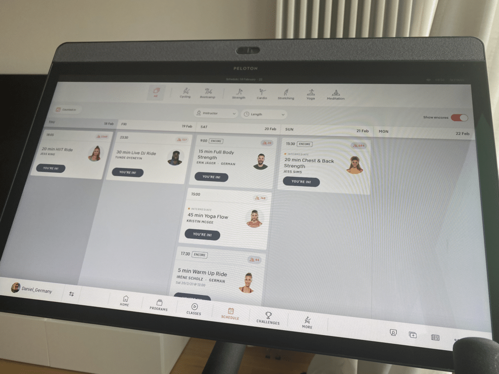 peloton scheduling trainingsplan wochenplan erstellen 8