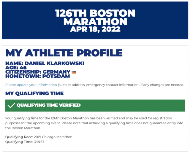 BostonMarathon. Qualifikation, Strecke und meine Erfahrungen von der