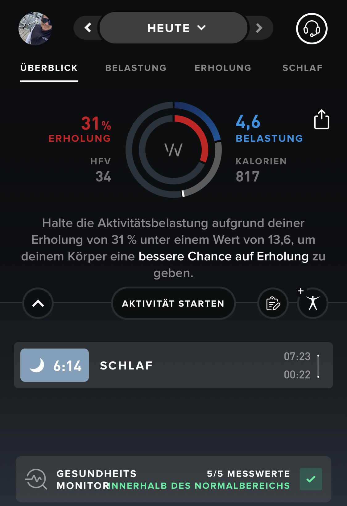 whoop app ueberblick belastungssteuerung 4 0