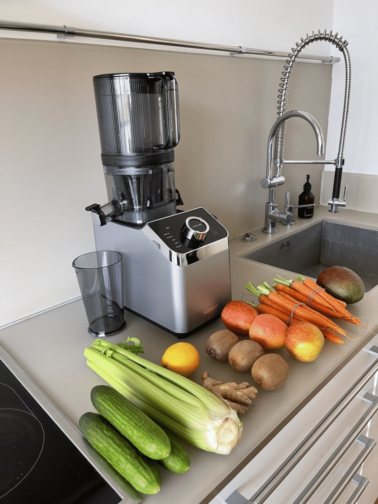 Hurom M100 Test: Erfahrungen mit der Juicer & Mixer Kombination für Säfte, Smoothies & Shakes. 5 hurom m100 test testbericht erfahrungen erfahrungsbericht testurteil slow juicer entsafter blender mixer 7