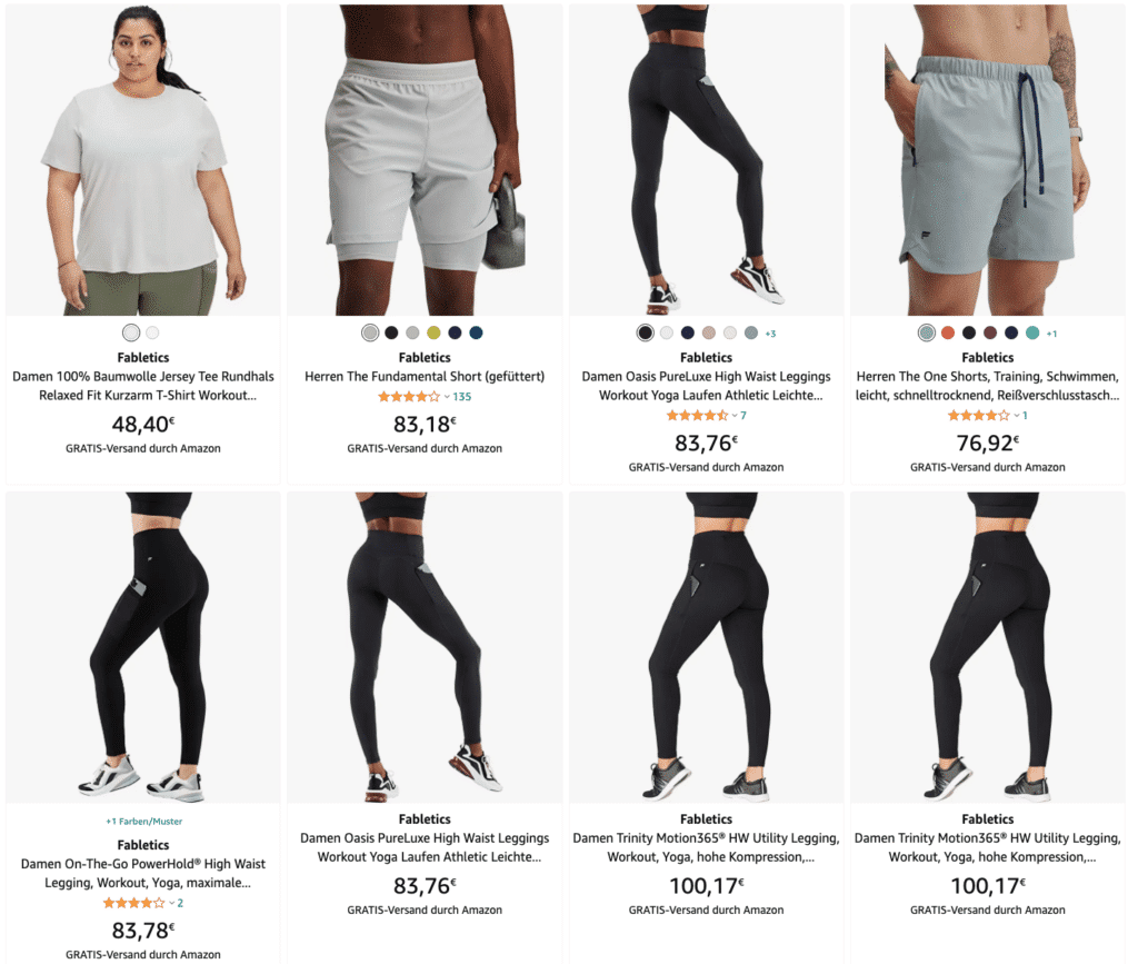 fabletics amazon shorts kaufen t shirts