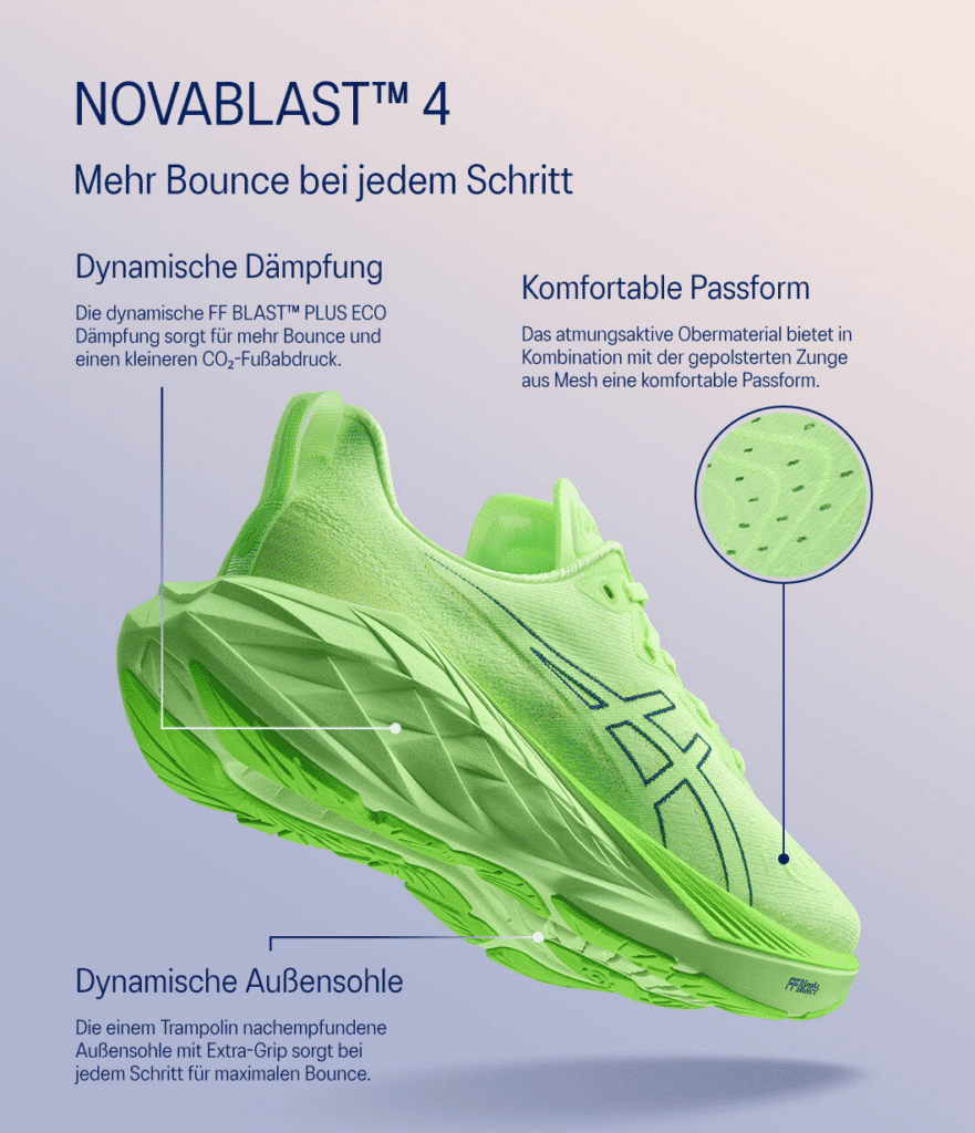 ASICS Novablast 4 Laufschuhe im Test. Vier gewinnt? 4 ASICS Novablast 4 Test Laufschuhe Erfahrungen Laufblog Testbericht Testurteil Seite was ist neu neuerungen vergleich novablast 3