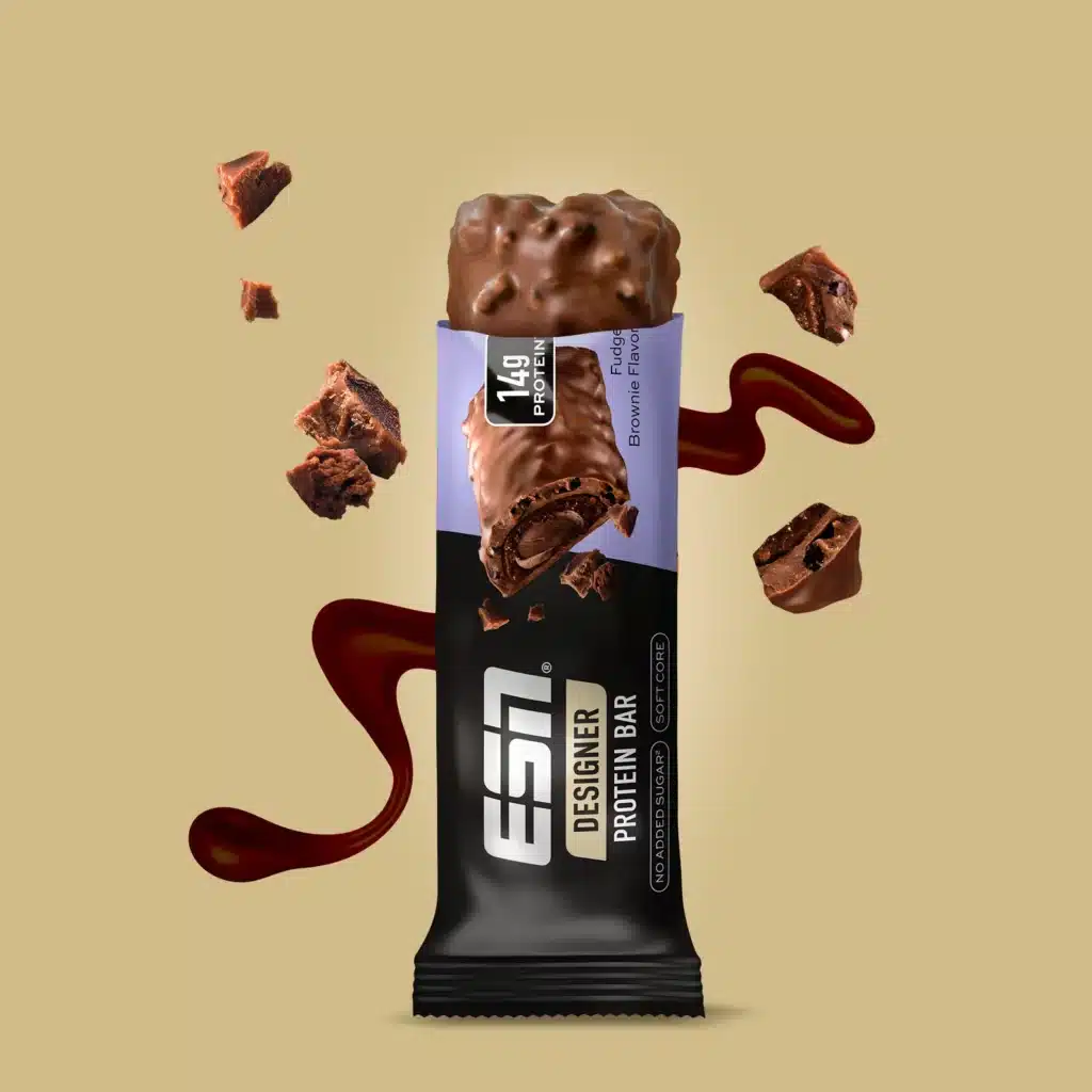 ESN Proteinriegel Designer Bar Fudge Brownie Test Geschmack lecker gut erfahrungen testbericht erfahrungsbericht