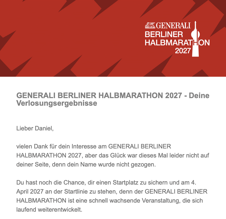 berliner halbmarathon 2027 absage abgesagt startplatz bib verlosung berlin