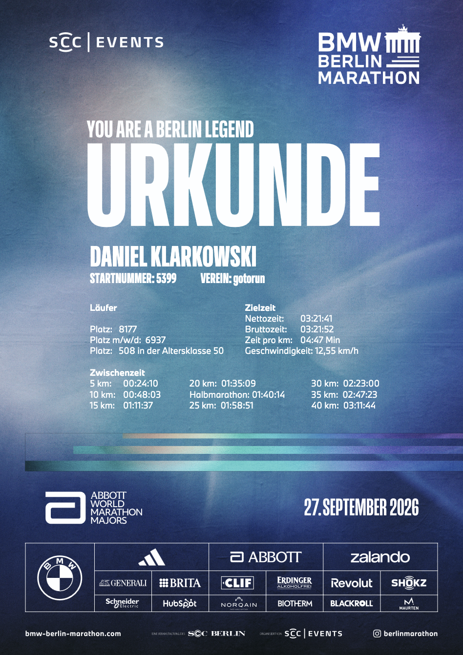 Marathon, Mindset, Meilen - und plötzlich 3:21. Das lief im September 2026. 45 Berlin Marathon 2026 urkunde ergebnisse daniel lauf influencer laufblogger laufblog